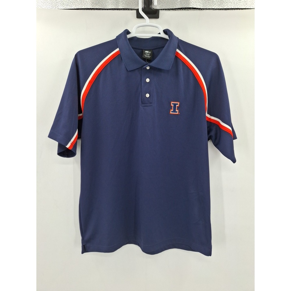 Starter Illinois University Mens Large Blue Polo Shirt‎